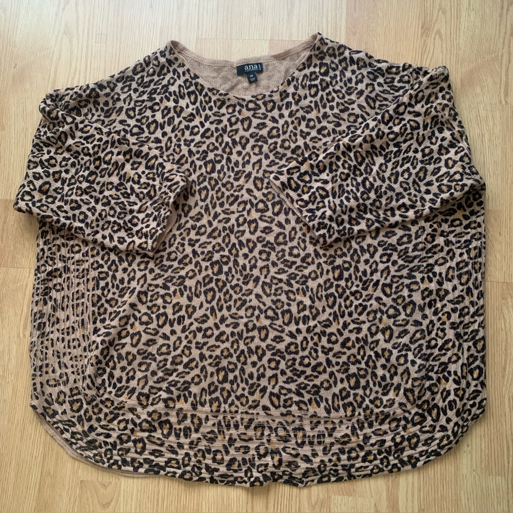 Ana a New Approach Women's Leopard Print 3/4 Sleeves Sweater Size 4X EUC